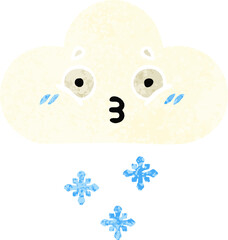 retro illustration style cartoon snow cloud