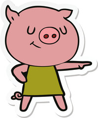 sticker of a happy cartoon pig