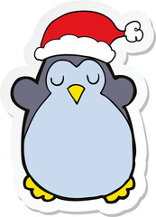 sticker of a cute christmas penguin