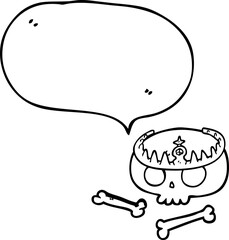 speech bubble cartoon skull wearing tiara