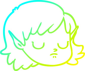 Fototapeta premium cold gradient line drawing cartoon elf girl