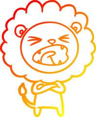 warm gradient line drawing cartoon lion