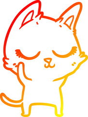 warm gradient line drawing calm cartoon cat