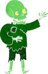 cartoon skeleton waving