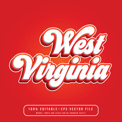 West Virginia text effect vector. Editable college t-shirt design printable text effect vector