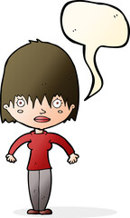 cartoon woman staring with speech bubble