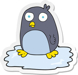 sticker of a cartoon penguin on ice