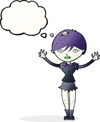 cartoon vampire girl with thought bubble