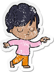 distressed sticker of a cartoon woman