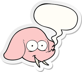 cartoon elephant face and speech bubble sticker