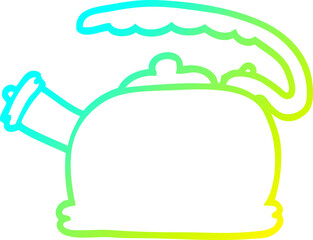 cold gradient line drawing cartoon whistling kettle