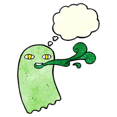 funny cartoon ghost with thought bubble