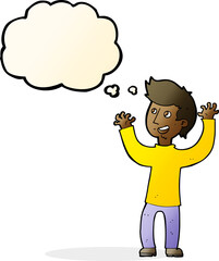 Fototapeta premium cartoon happy man with thought bubble