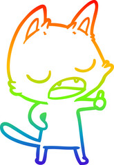 rainbow gradient line drawing talking cat cartoon