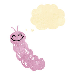 cartoon caterpillar with thought bubble
