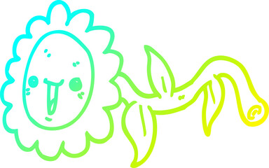 cold gradient line drawing cartoon flower