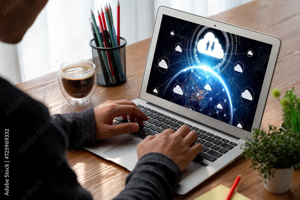 Poster cloud computing software for modish remote work and personal data storage