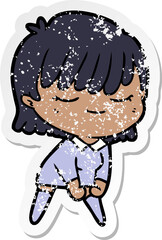 distressed sticker of a cartoon woman