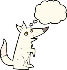 cartoon wolf cub with thought bubble