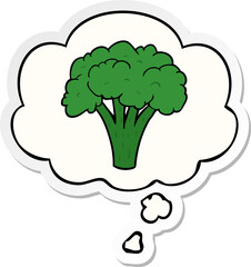 cartoon brocoli and thought bubble as a printed sticker