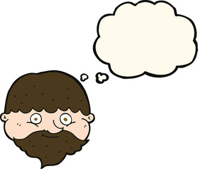 cartoon bearded man with thought bubble