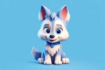 Fototapeta premium cartoon illustration, cute husky dog
