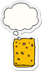 cartoon biscuit and thought bubble as a printed sticker