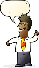 cartoon man with good idea with speech bubble