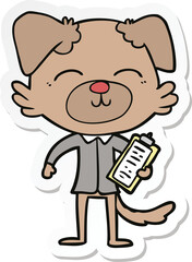 sticker of a cartoon dog manager