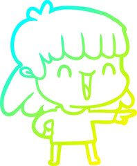 cold gradient line drawing cartoon woman