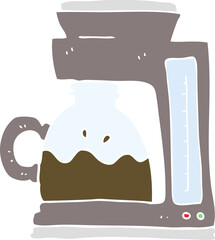 flat color illustration of a cartoon coffee filter machine