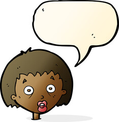 cartoon shocked woman with speech bubble