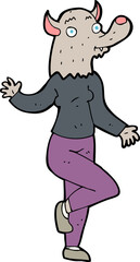 cartoon dancing werewolf woman