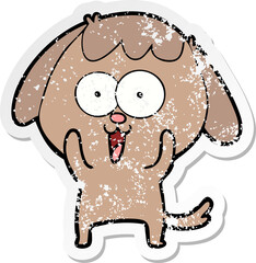 distressed sticker of a cute cartoon dog