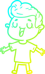 cold gradient line drawing happy cartoon man