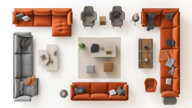 sofa furniture on top view for architecture use. florplan concept