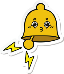 sticker of a cute cartoon ringing bell