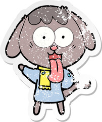 distressed sticker of a cute cartoon dog
