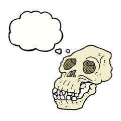 thought bubble cartoon ancient skull