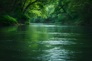 Obraz na płótnie Canvas River Flowing Through Lush Green Forest