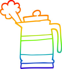 rainbow gradient line drawing cartoon kettle