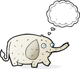 cartoon funny little elephant with thought bubble