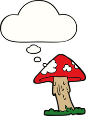 cartoon mushroom and thought bubble