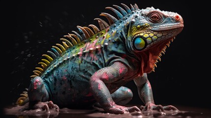 Obraz premium illustration, iguana with vibrant colors