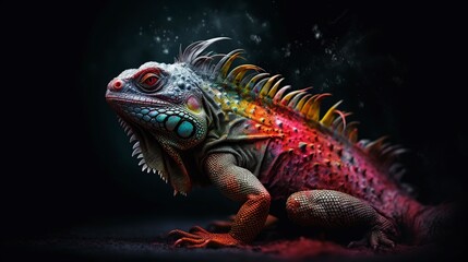 Obraz premium illustration, iguana with vibrant colors
