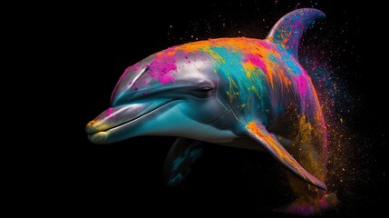 illustration, dolphin with vibrant colors