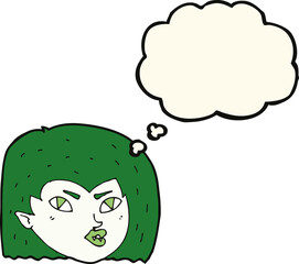 cartoon vampire face with thought bubble