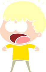 flat color style cartoon shocked man