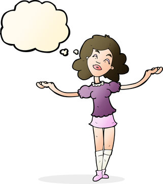recommend clip art: cartoon woman taking praise with thought bubble