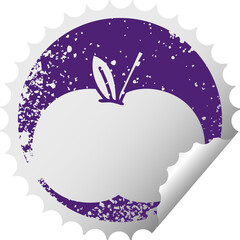 distressed circular peeling sticker symbol juicy apple
